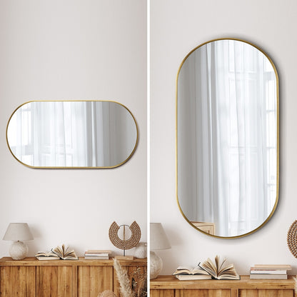 Wall Mirror Oval Black & Gold 84x50cm