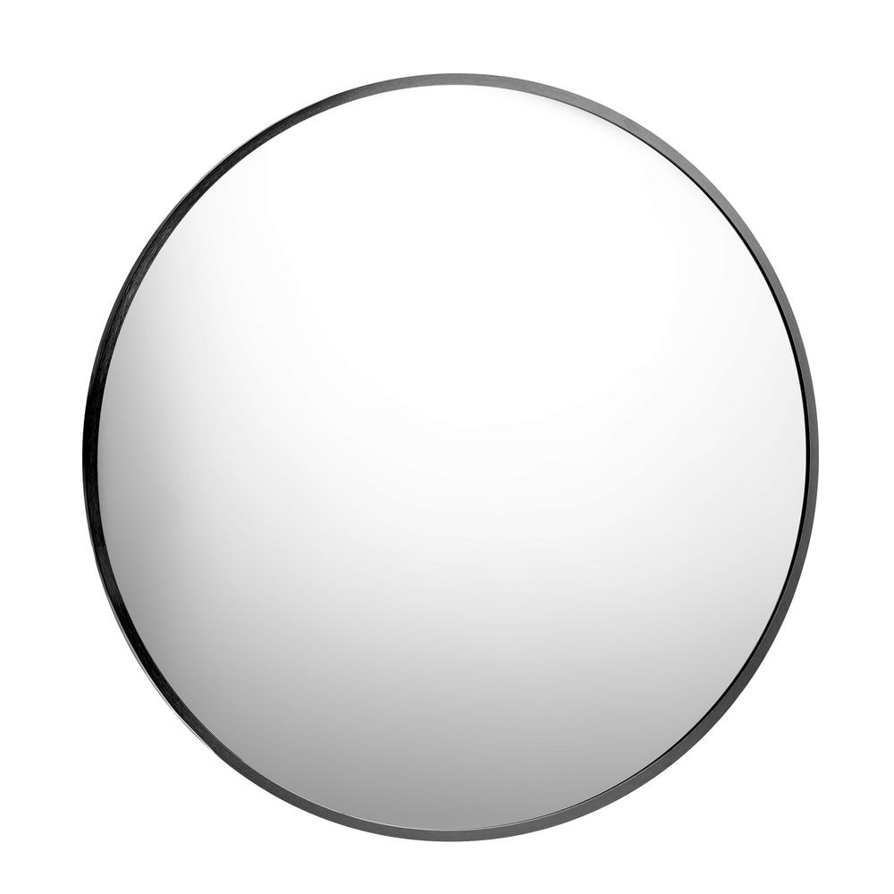 Round Wall Mirror Black & Gold Frame 80cm Modern Bathroom Bedroom Decor