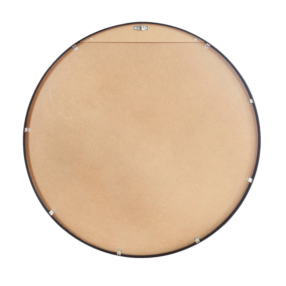 Round Wall Mirror Black & Gold Frame 80cm Modern Bathroom Bedroom Decor