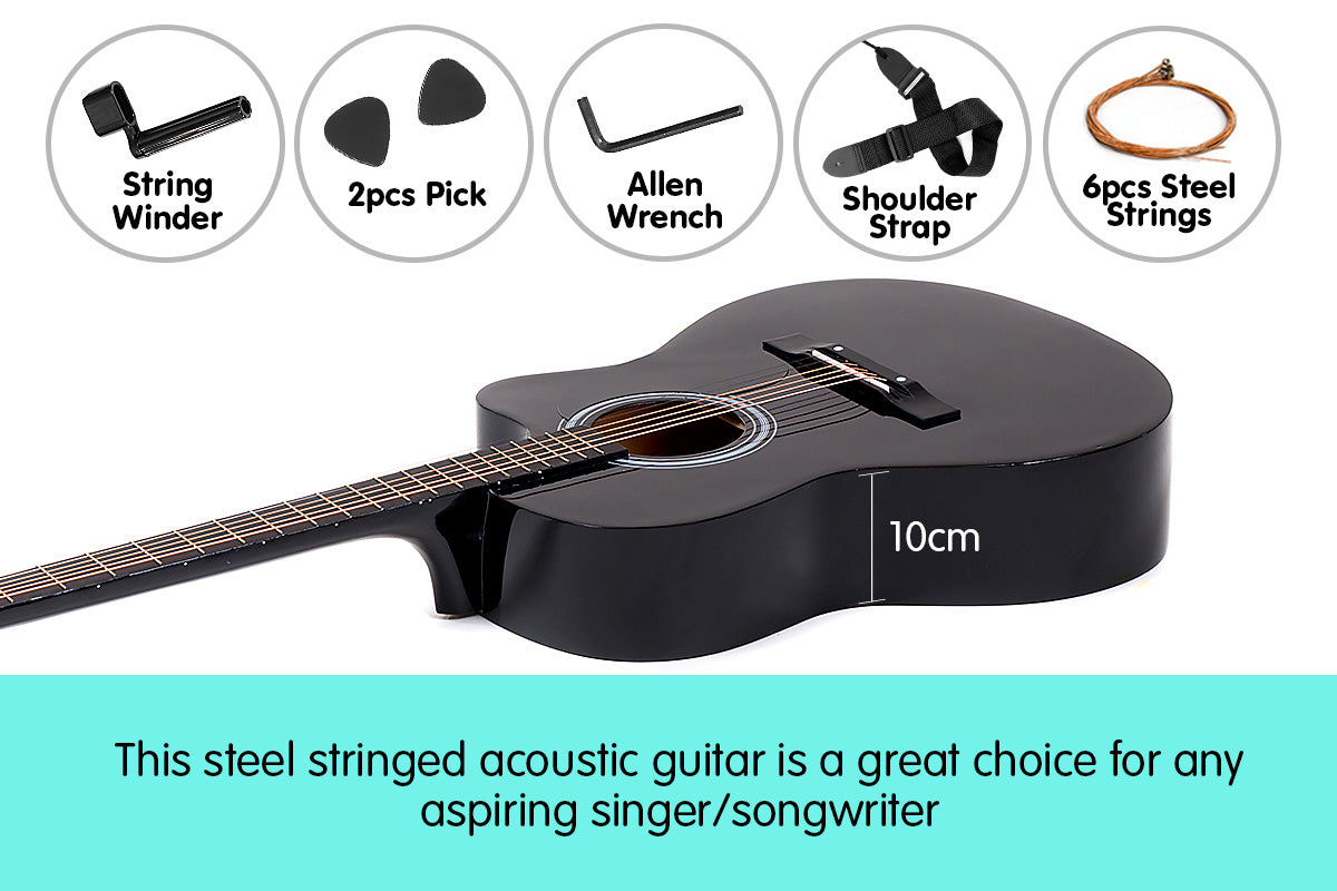 Karrera Acoustic Cutaway 40in Guitar - Black