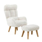 Armchair with Ottoman Swivel Sherpa White