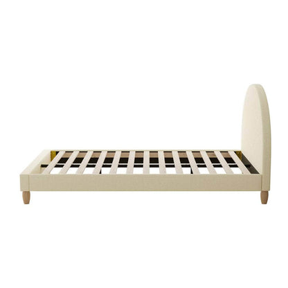 Bed Frame King Single Arched Bedhead Beige Fabric