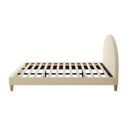 Bed Frame King Size Arched Bedhead Beige Fabric