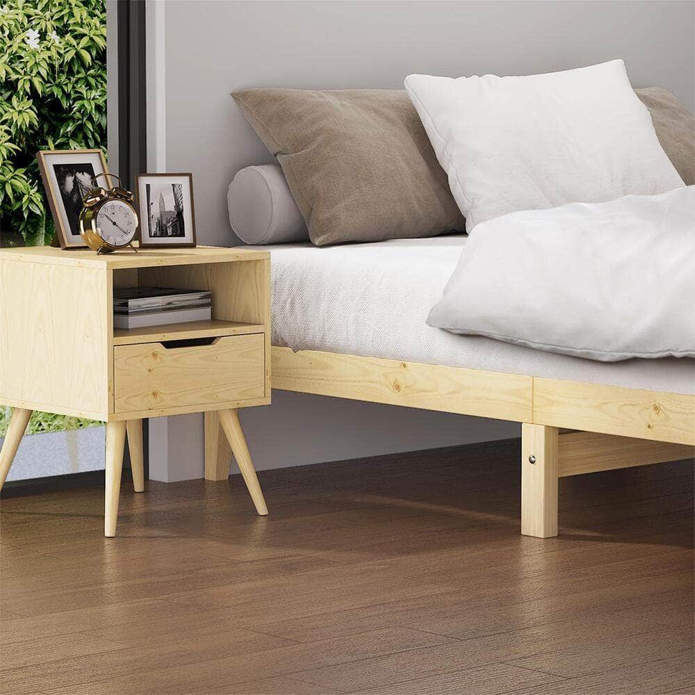 Bed Frame King Size Pine Wood Bed Base