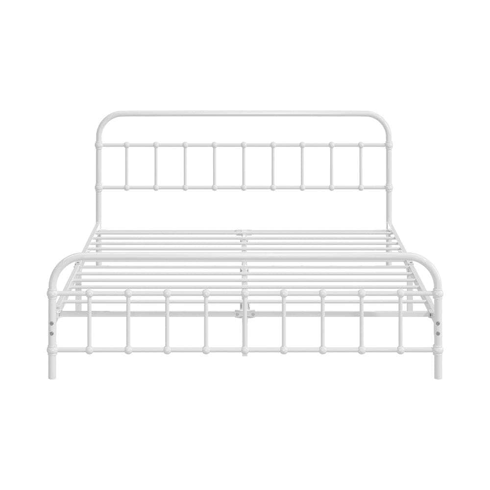 Bed Frame Metal Queen Size Bed Platform White
