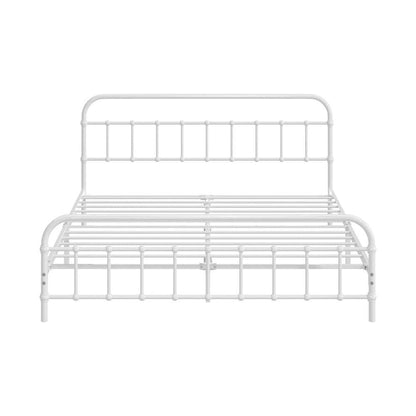 Bed Frame Metal Queen Size Bed Platform White
