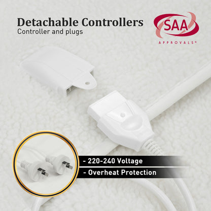Heated Electric Blanket Fitted Fleece Underlay Throw Single