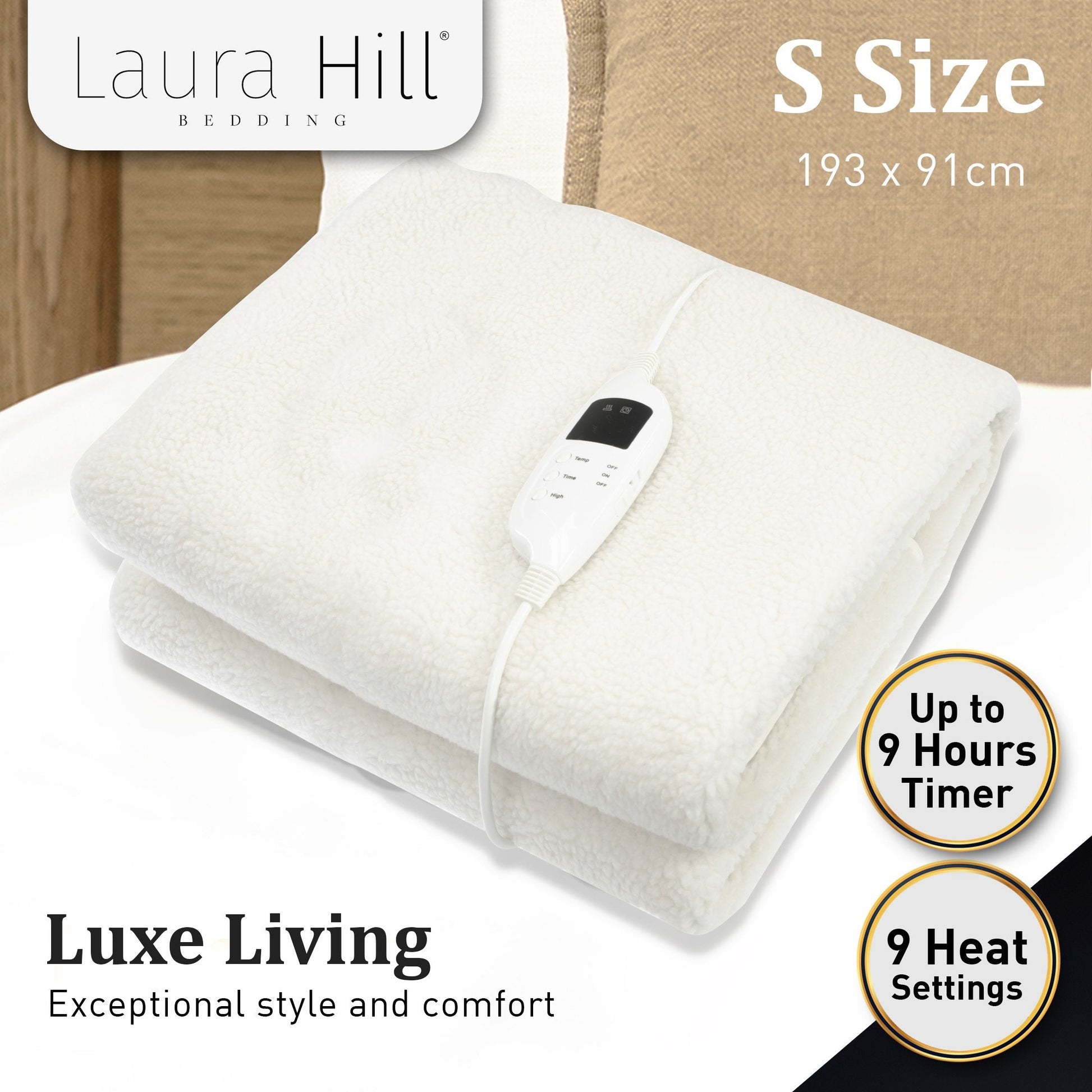 Heated Electric Blanket Fitted Fleece Underlay Throw Single