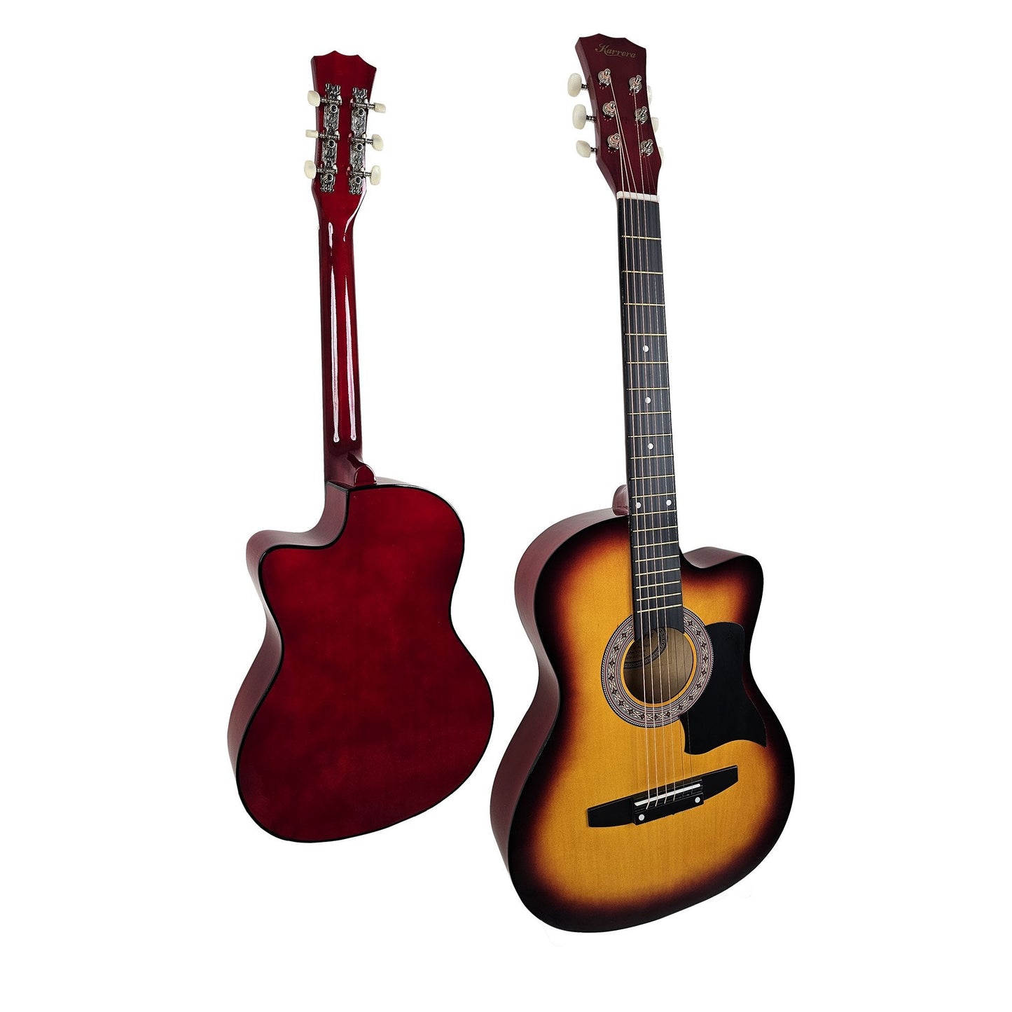 38in Acoustic Guitar Steel Strings Carry Bag Shoulder Strap Sun Burst