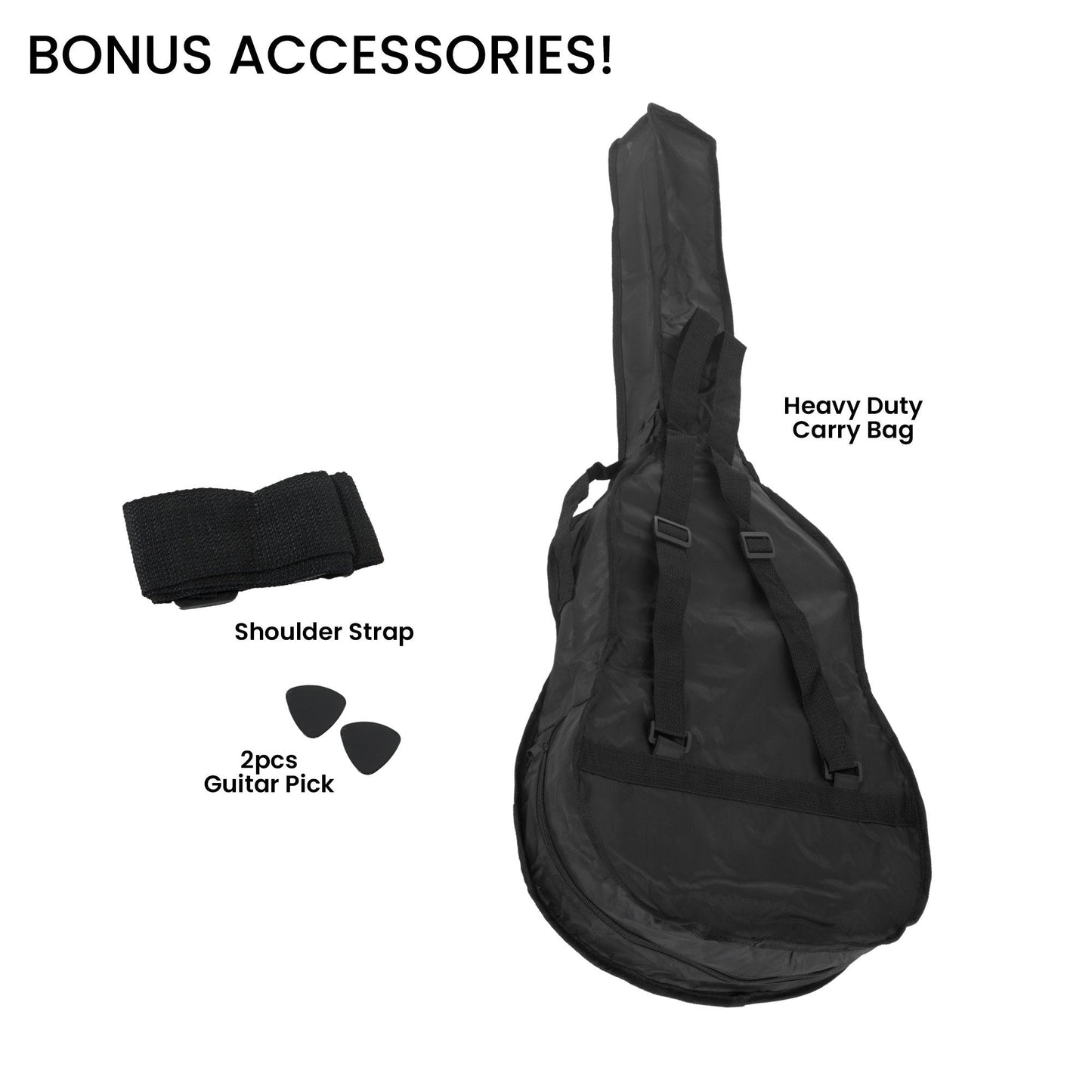 38in Acoustic Guitar Steel Strings Carry Bag Shoulder Strap Sun Burst
