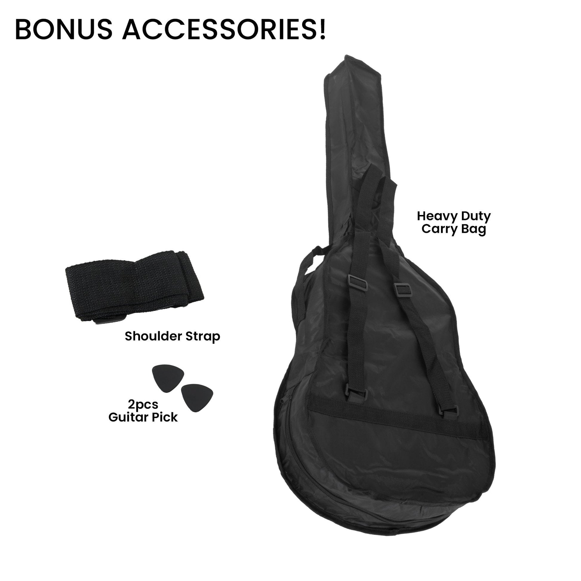 38in Acoustic Guitar Steel Strings Carry Bag Shoulder Strap Sun Burst