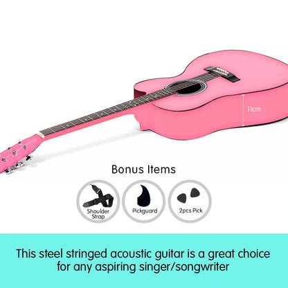 38in Cutaway Acoustic Guitar with guitar bag - Black