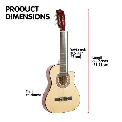 38in Pro Cutaway Acoustic Guitar with guitar bag - Natural