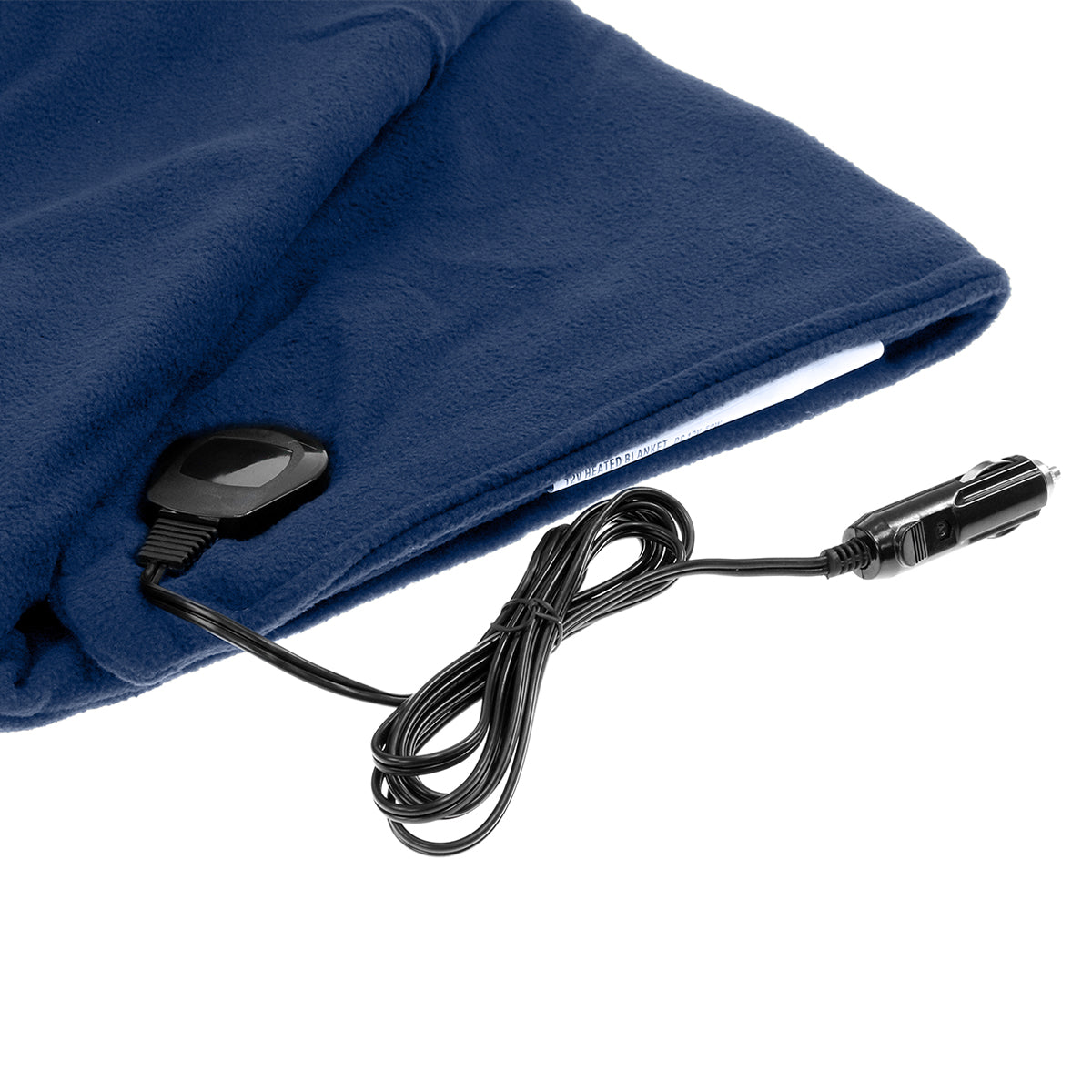 Heated electric car blanket -navy blue