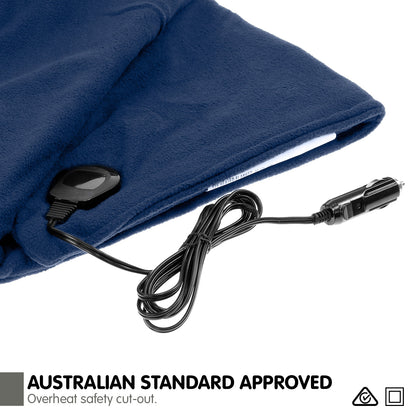 Heated electric car blanket -navy blue