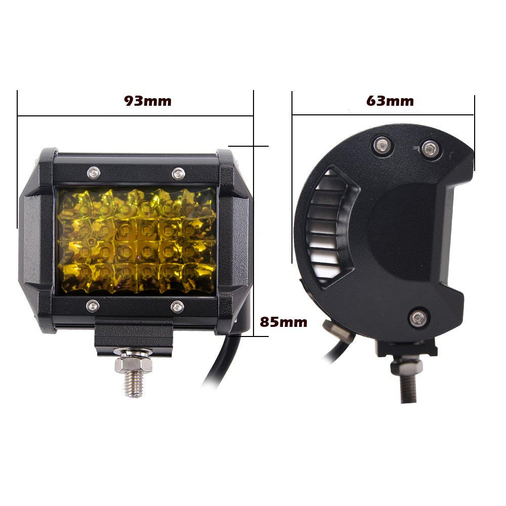 2X 4" Spot Led Work Light Bar Philips Quad Row Fog Amber Driving