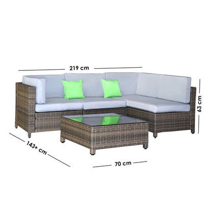 Flexible 5-Piece Oatmeal and Black Rattan Sofa Set