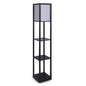 Floor Lamp Diamond Design Fabric Shade with Shelves Black