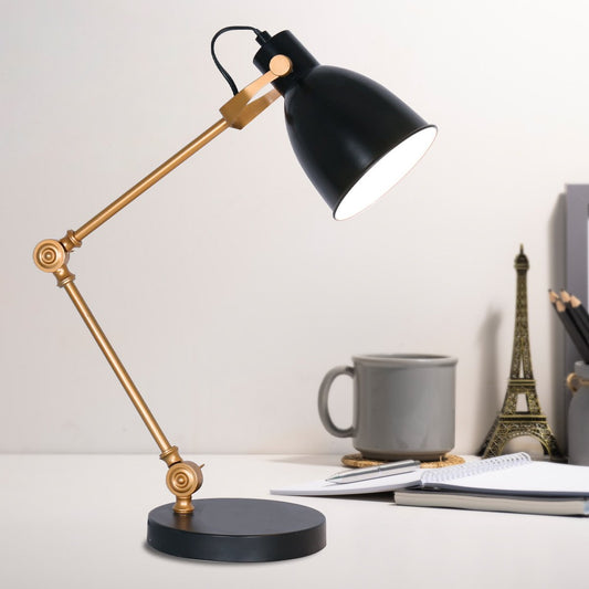 Elegance Illuminated Adjustable Black and Gold Metal Table Lamp