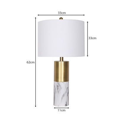 Modern Simplicity: White Metal and Marble Table Lamp