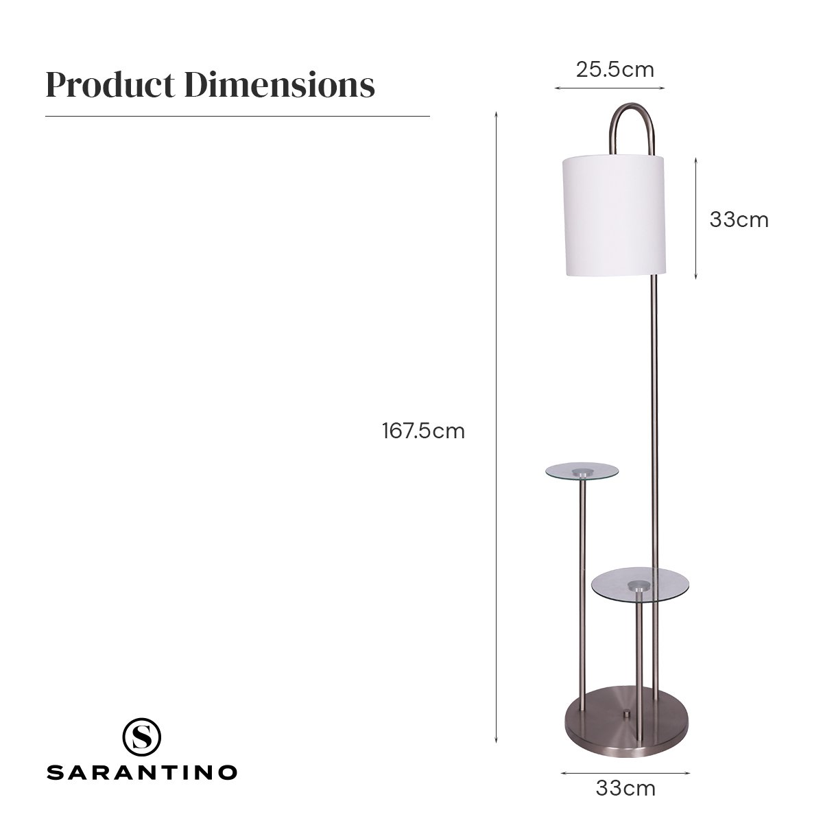 Metal Floor Lamp with Glass Shelves