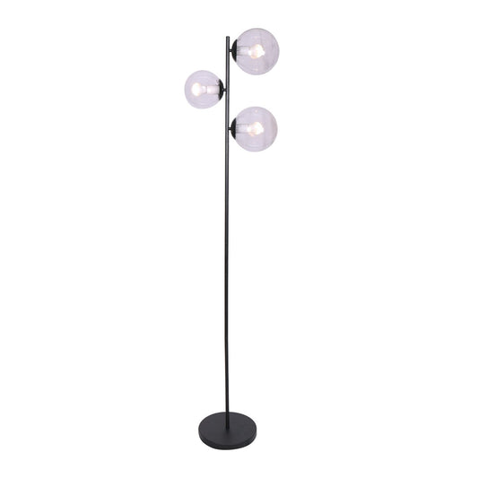 3-Light Black Metal Floor Lamp