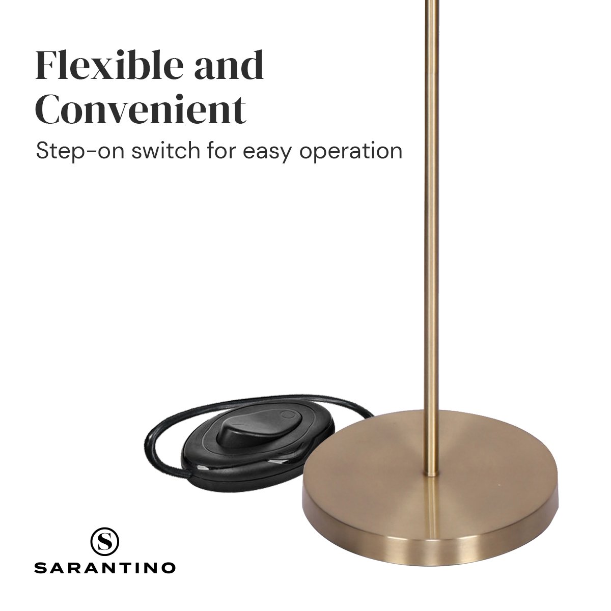 3-Light Gold Metal Floor Lamp with Glass Shades