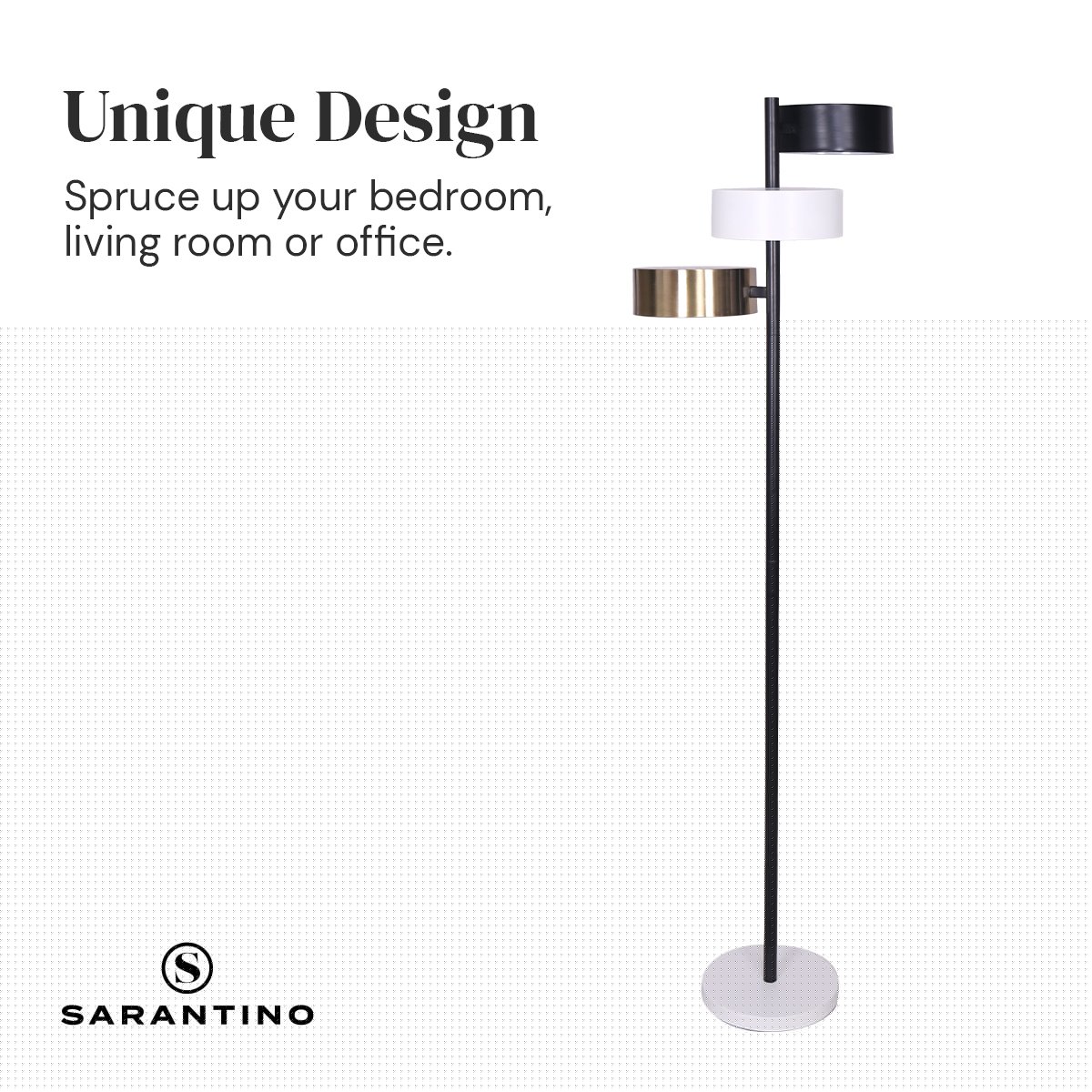 Metal Floor Lamp with 3 Swirl Shades