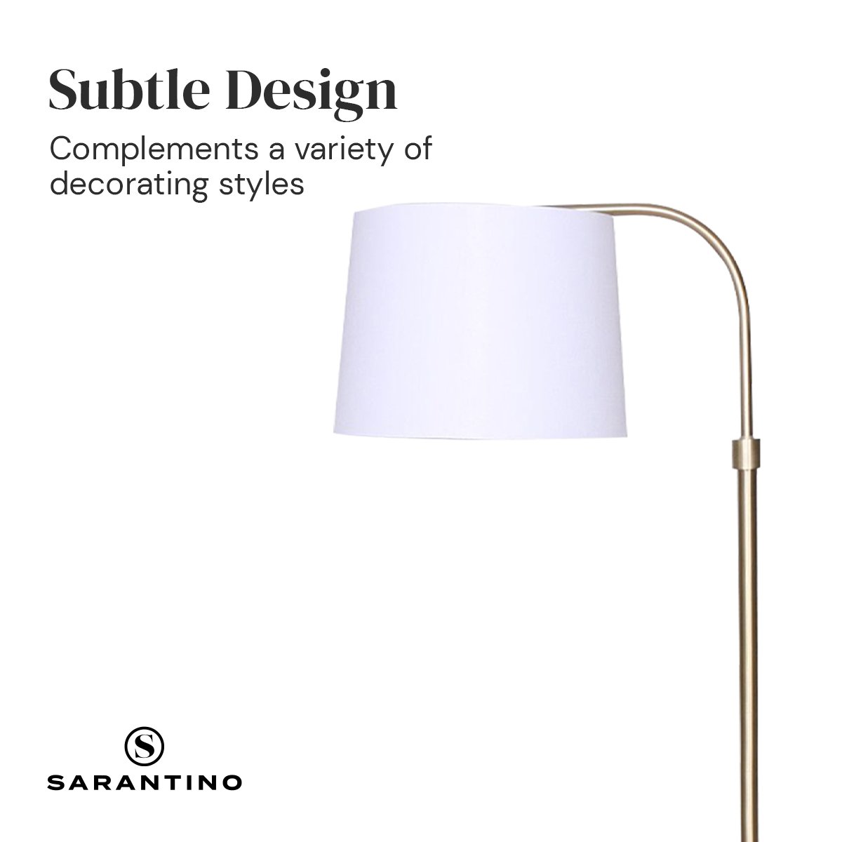 Metal Floor Lamp Brass Finish Adjustable Height