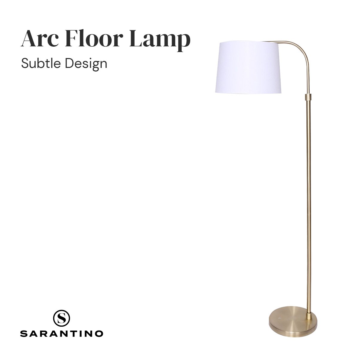 Metal Floor Lamp Brass Finish Adjustable Height