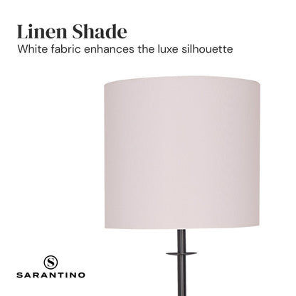 Concrete & Metal Table Lamp with Off-White Linen Shade
