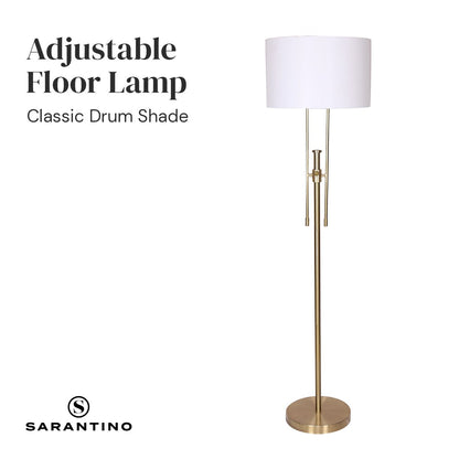 Brushed Gold Height-Adjustable Metal Floor Lamp