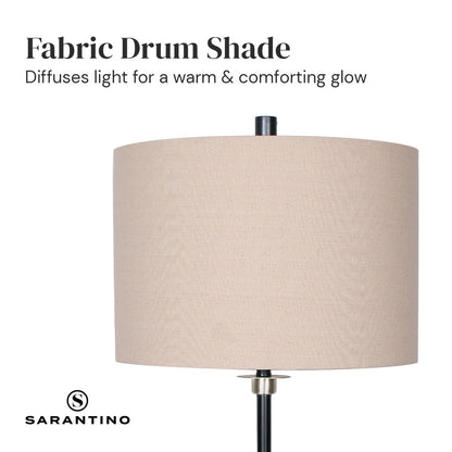 Metal Table Lamp with Linen Drum Shade