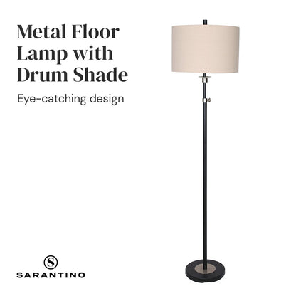 Metal Floor Lamp With Cream Drum Shade