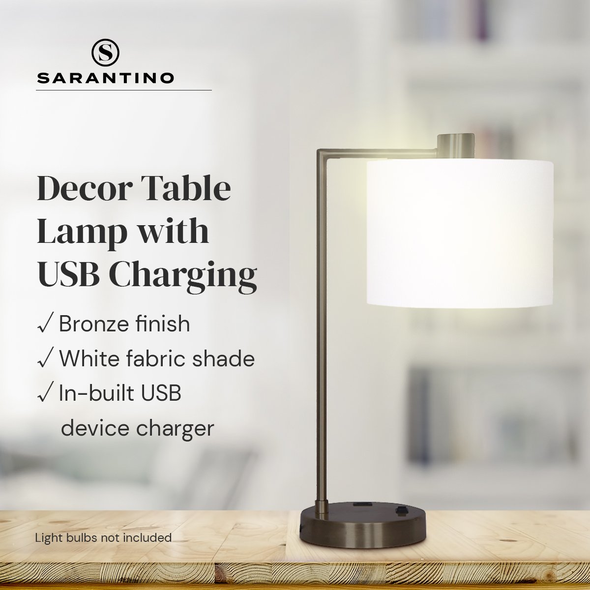 Metal Task Lamp with USB Port - Bronze