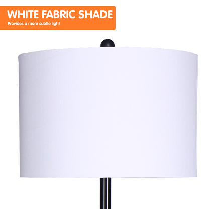 Metal Floor Lamp Shade Black Post in Marble Finish Shelves