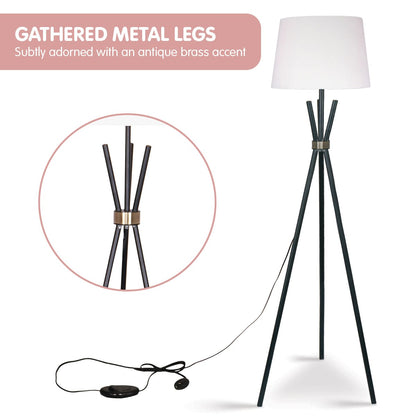 Tripod Floor Lamp In Metal And Antique Brass