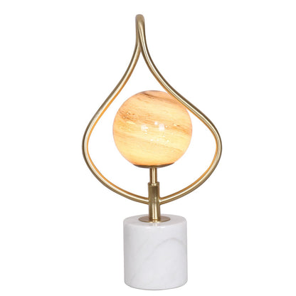 Orange Glass Table Lamp with White Marble Base