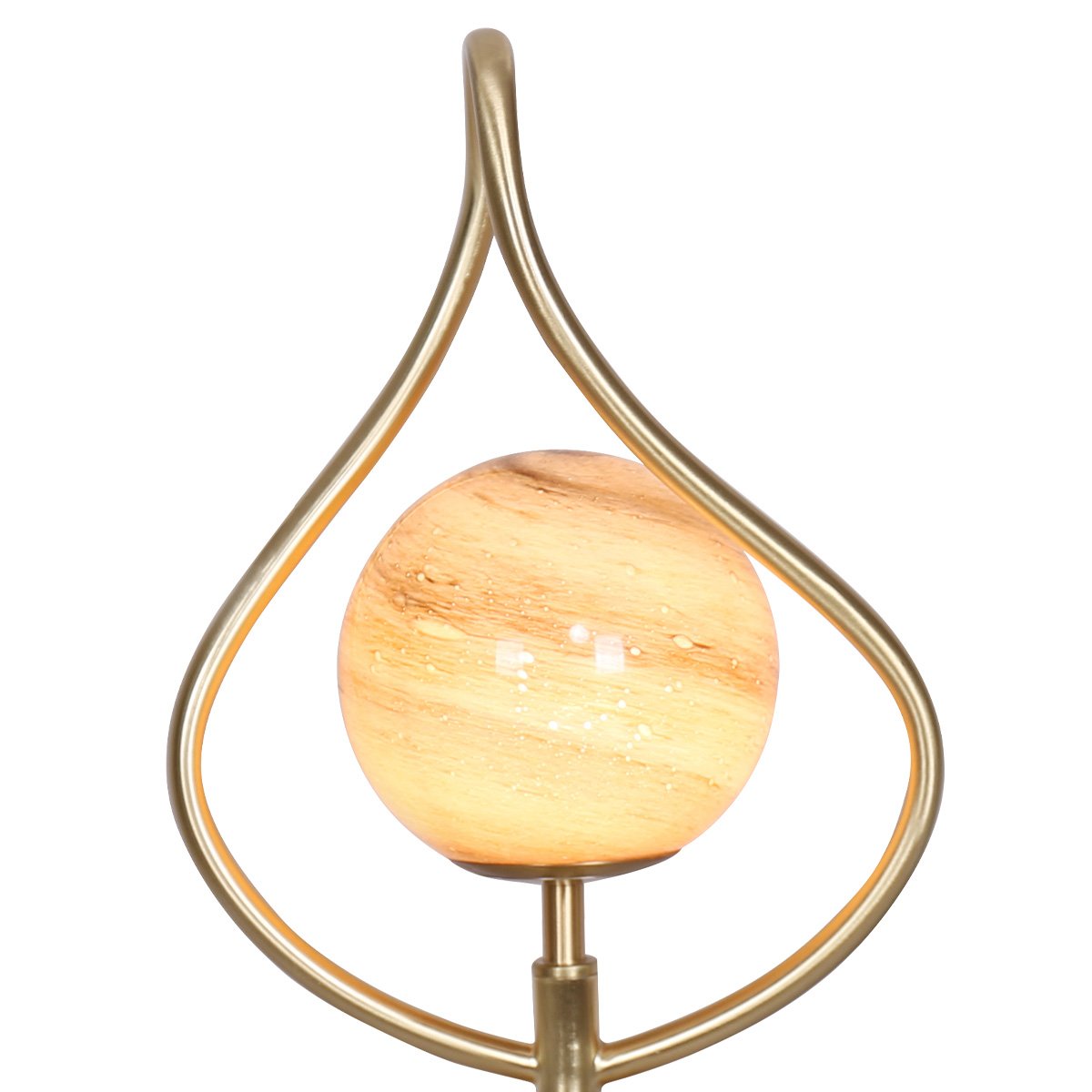Orange Glass Table Lamp with White Marble Base