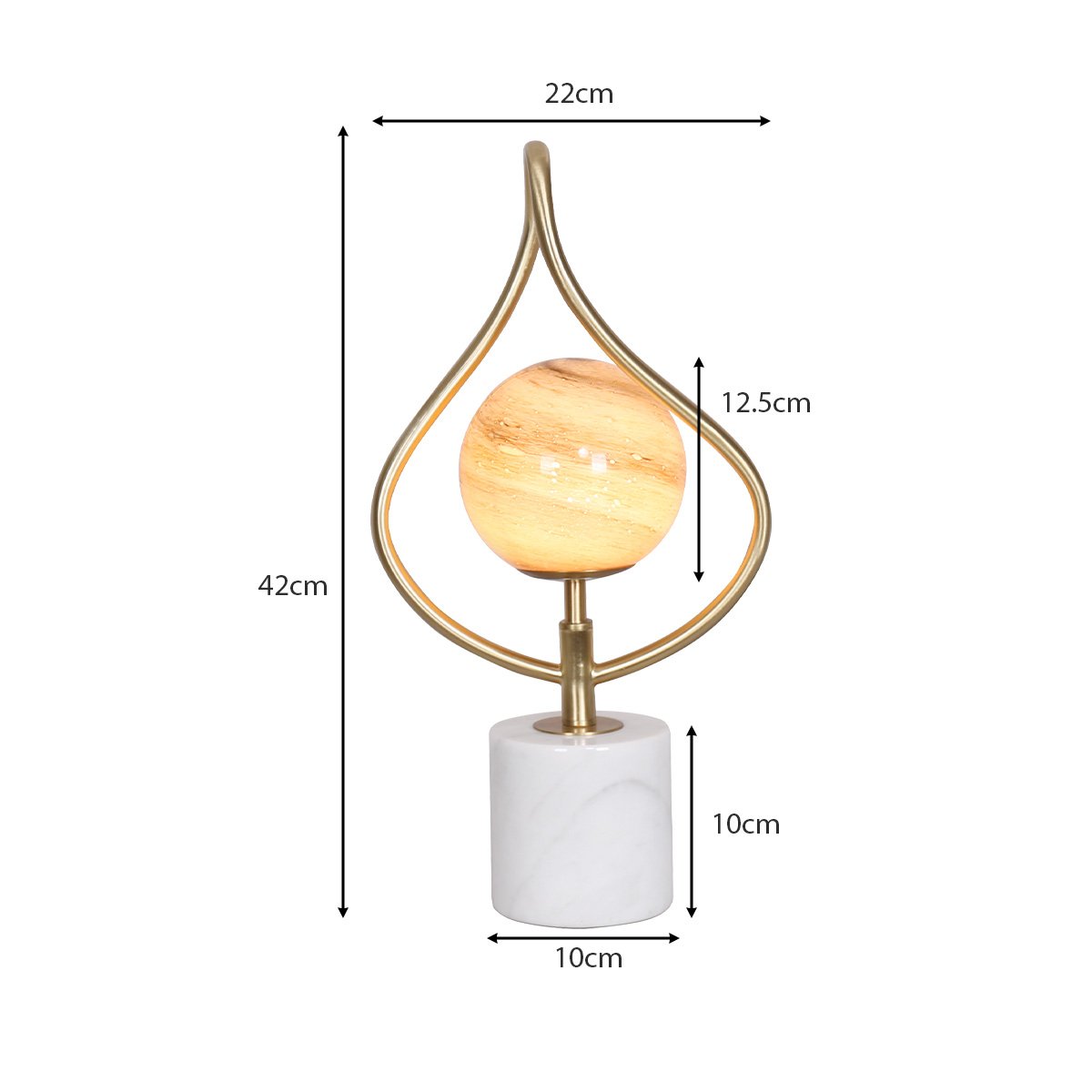 Orange Glass Table Lamp with White Marble Base
