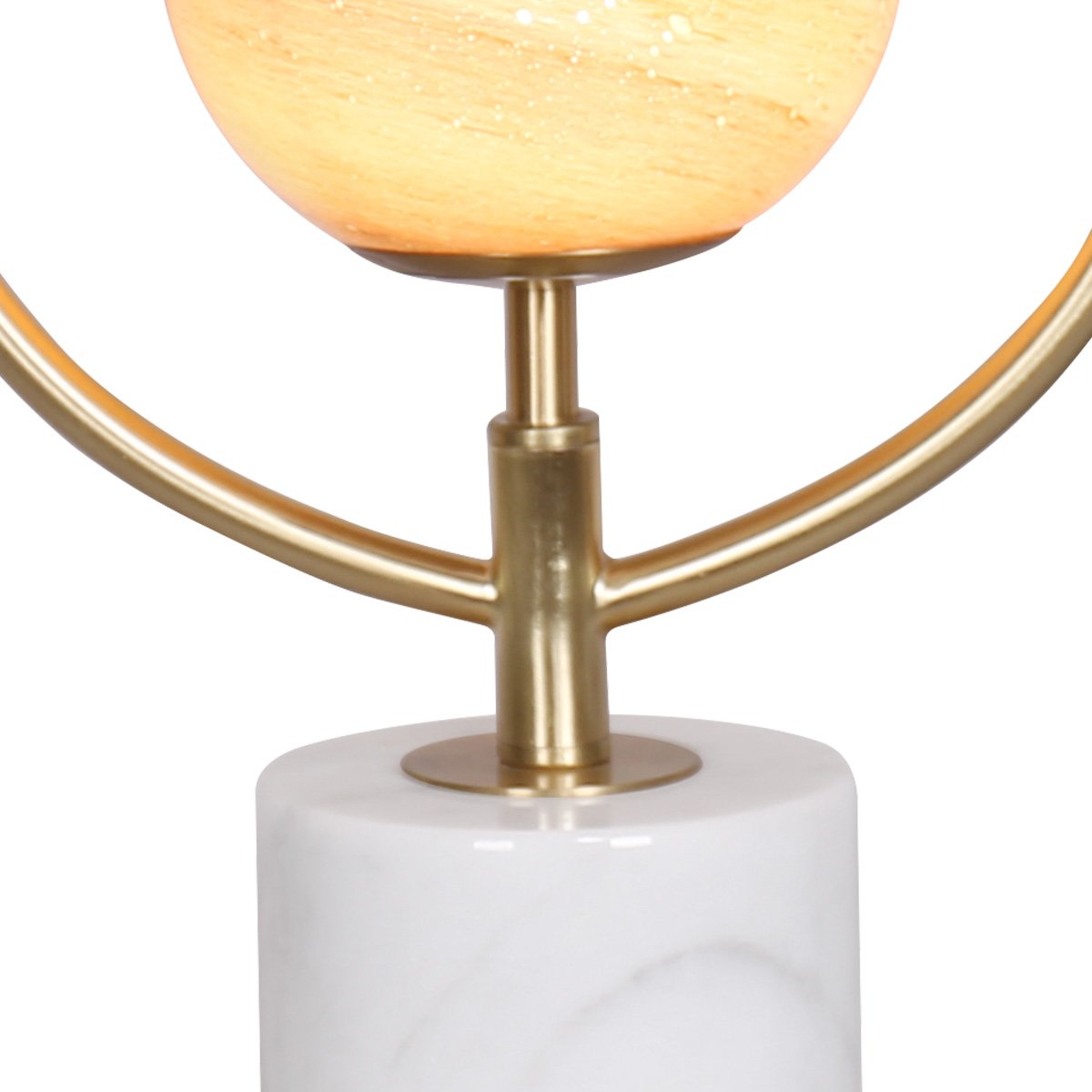 Orange Glass Table Lamp with White Marble Base