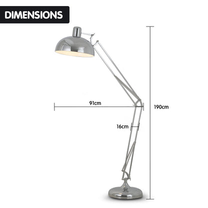 Metal Architect Floor Lamp Shade Adjustable Height - Chrome