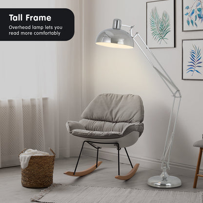 Metal Architect Floor Lamp Shade Adjustable Height - Chrome