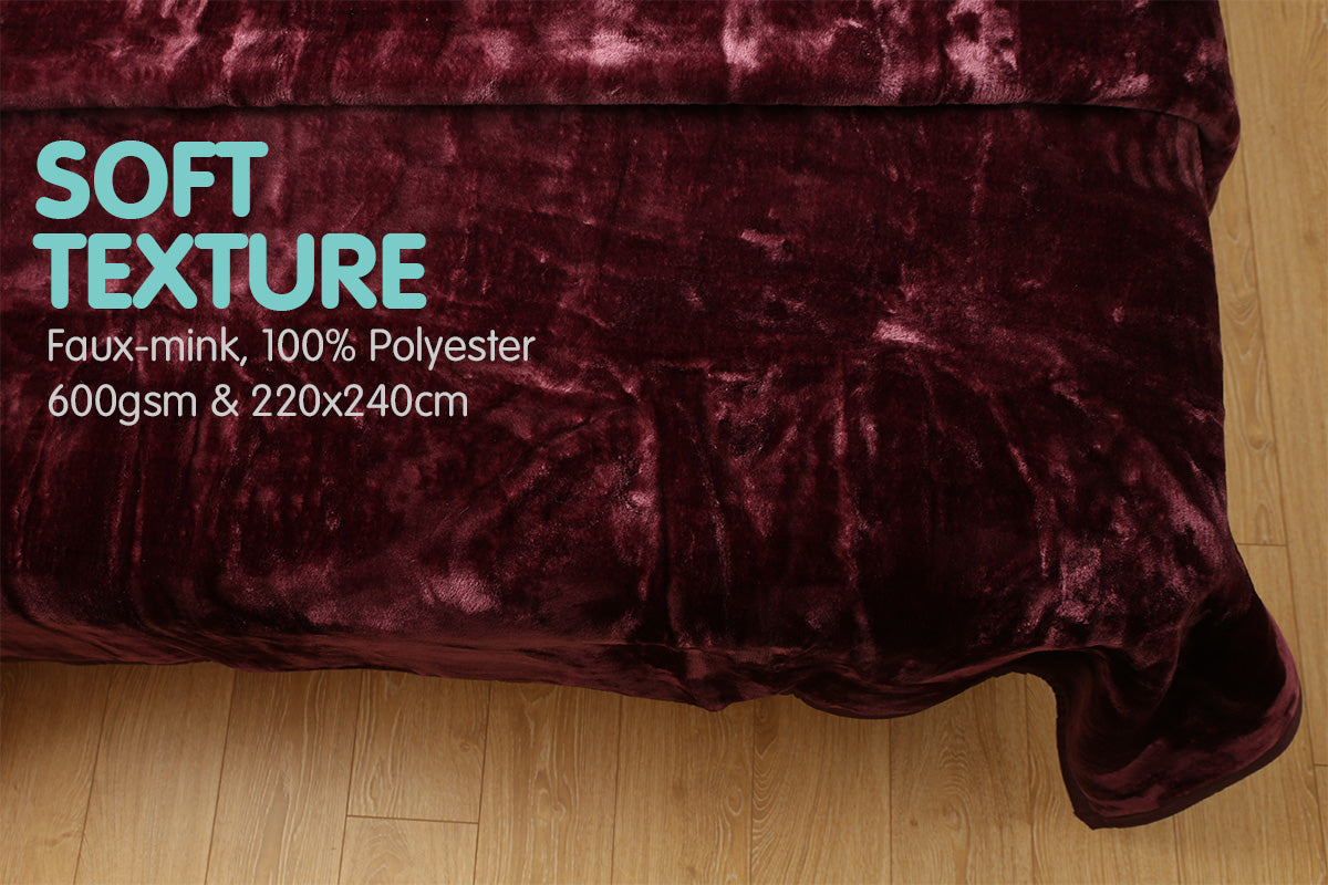 Laura Hill 600GSM Large Double-Sided Faux Mink Blanket - Purple