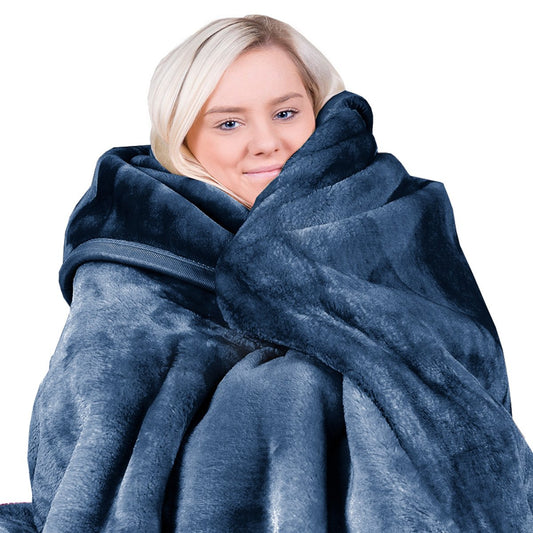 Mink Blanket 800GSM Heavy Double-Sided - Navy Blue