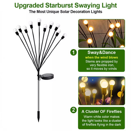 2PACK Solar Firefly Garden Light Swaying Outdoor Waterproof Lamp Landscape Decor