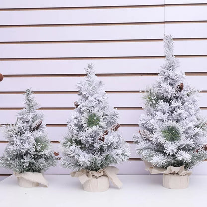 Small Mini Christmas Tree Snow Flocked Xmas Tree Tabletop Artificial Ornament