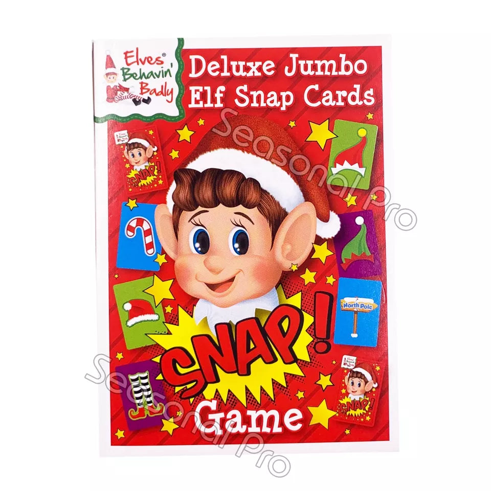Christmas Kids Family Jumbo Elf Snap Card Games Xmas Playing Cards +3 Uno Cards AU