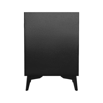 Smart Bedside Table Wireless Charging LED Lights 3 Drawers Black