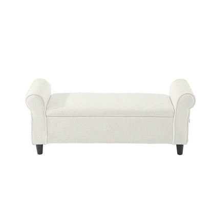 Storage Ottoman  Sherpa Fabric Large White
